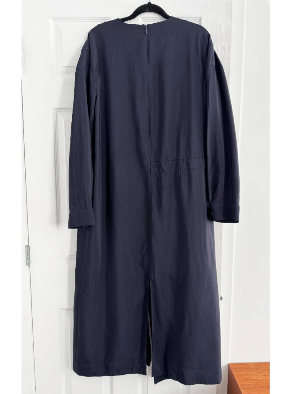 Tibi Viscose Plainweave Asymmetric Flap Snap Dress in Navy, size 12 - Picture 10 of 11